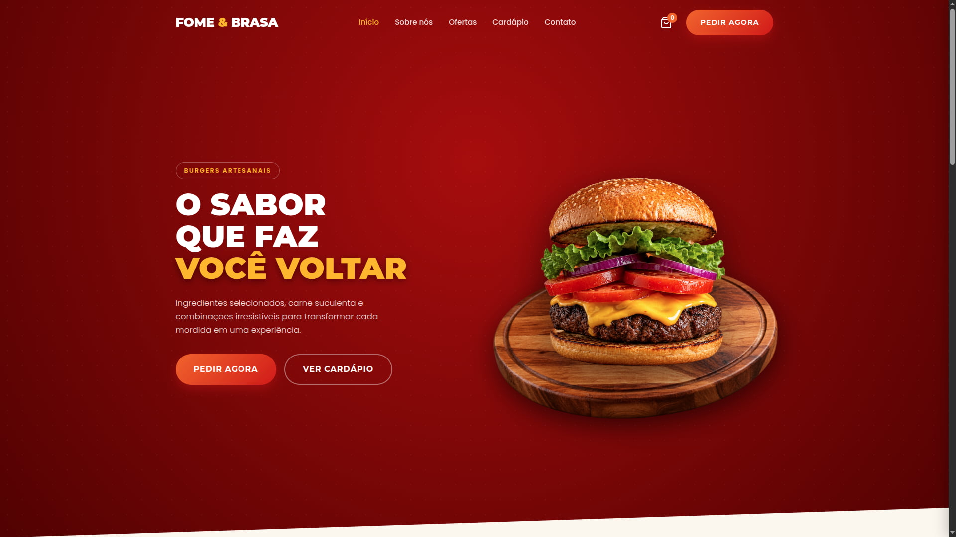 Experiência digital gastronômica e pedidos diretos.